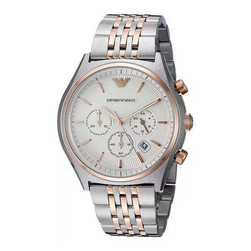 Emporio Armani Ar1998 Homme Montre Silver Gold Analogique Métal Nouveau