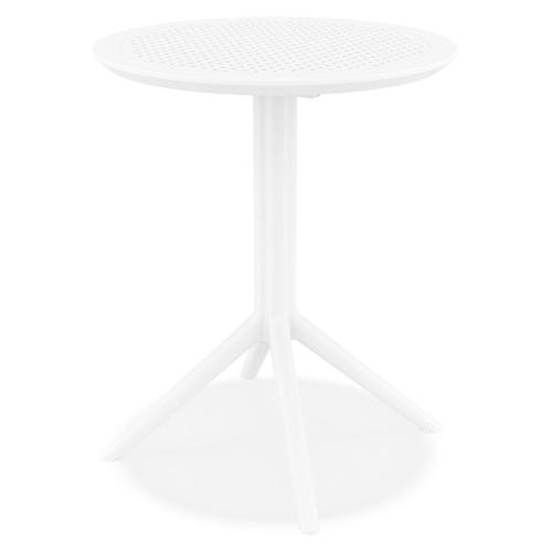 Table Pliable Ronde 'gimli' En Matière Plastique Blanche - Intérieur / Extérieur - Ø 60 Cm