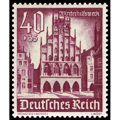 Allemagne, 3ème Reich 1940, Beau Timbre Yvert 683, Série Au Profit Du Secours D'hiver, Hôtel De Ville De Munster, Neuf*.