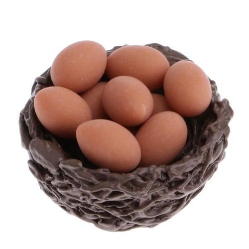 2x 1/12 Dollhouse Miniature Chicken Eggs And Nest Set - Oeufs De Poule + Nid