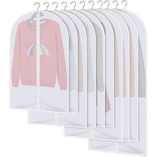 10pcs Housses de Vêtements, Anti Poussière Etanche Mite Humidité,Housses de Protection Zip Transparentes Pliable