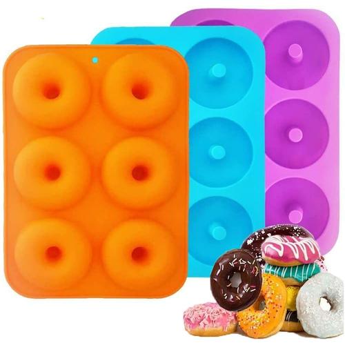 Moules à Donuts en Silicone, Moule en Silicone pour Beignets 3 pièces, Donut Silicone Baking Pan Antiadhésif pour Biscuits, Bagels, Muffins, adapté aux Lave-Vaisselle, Fours, Micro-Ondes