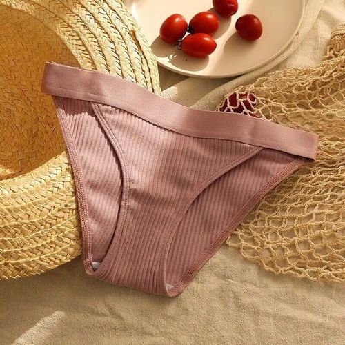 Sous-Vêtement En Coton De Fil Des Femmes M-Xl Culotte Sans Couture Sexy De Grande Taille Slip String Simple Taille Basse Pour Filles - Type Rose-Xl