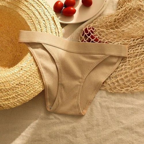 Sous-Vêtement En Coton De Fil Des Femmes M-Xl Culotte Sans Couture Sexy De Grande Taille Slip String Simple Taille Basse Pour Filles - Type Khaki-M