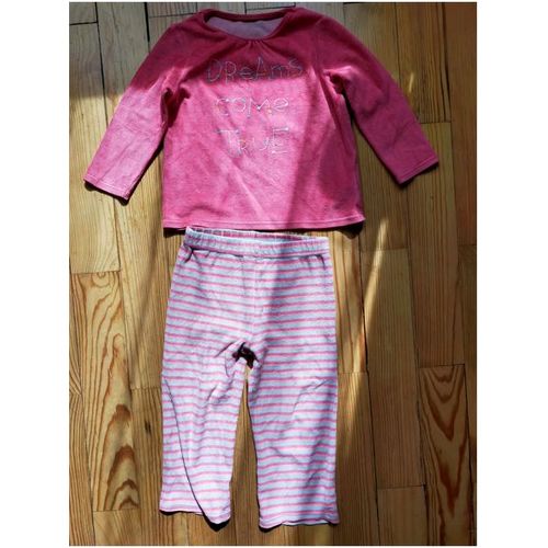 Pyjama Haut + Pantalon Vertbaudet Rose Et Rayé 2 Ans Tbe