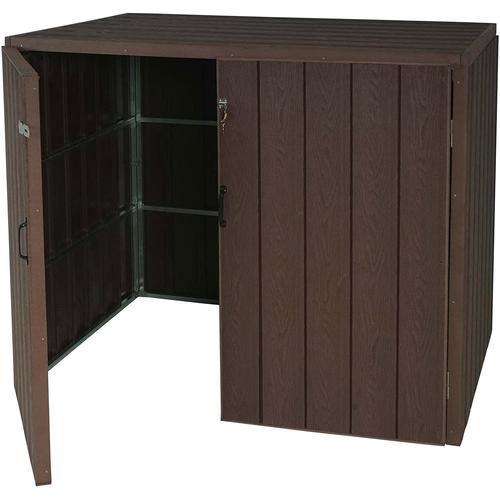 Abri De Poubelles Extérieur Conteneurs À Ordures 117x142x102 Cm Jusqu'à 4 Bacs En Aspect Bois Métal Marron 04_0001626