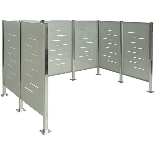 Abri De Poubelles Extérieur Conteneurs À Ordures Avec Couvercle Avec Ancrages Au Sol 150x243x163 En Métal Acier Inoxydable 04_0003689