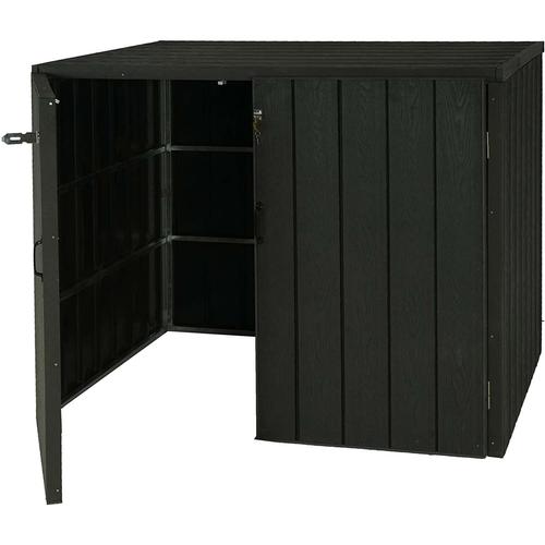 Abri De Poubelles Extérieur Conteneurs À Ordures Jusqu'à 4 Bacs 117x142x102 Cm Aspect Métal Bois, Extensible Anthracite 04_0005610