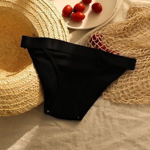Sous-Vêtement En Coton De Fil Des Femmes M-Xl Culotte Sans Couture Sexy De Grande Taille Slip String Simple Taille Basse Pour Filles - Type Black-L