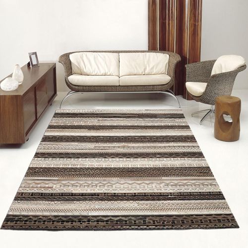 Tapis Peau De Vache 120x170 Kilim Fait Main Beige