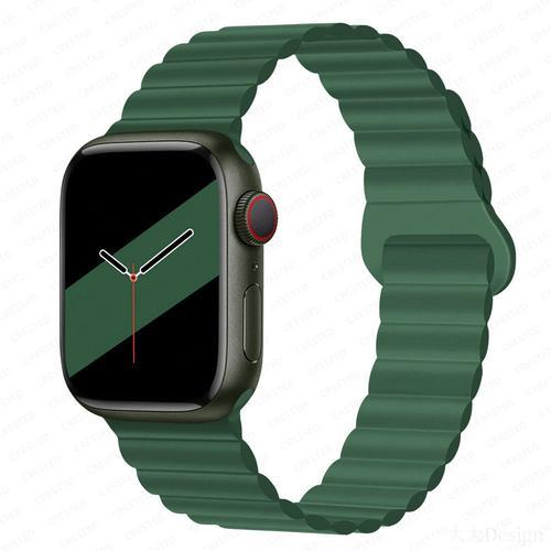 Bracelet Magnétique En Silicone Pour Apple Watch,Bracelet Iwatch Series 8,3,Se,6,7,Ultra 2,9,44mm,40mm,45mm,49mm,41mm,38mm,42mm - Type Cargo Khaki-38mm 40mm 41mm