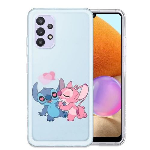 Coque Silicone Compatible Samsung Galaxy A32 4g Stitch Angel Love Heart Pink