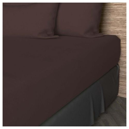Drap Housse En Coton 57 Fils 140x200 Cm Uni Brun, Par Soleil D'ocre