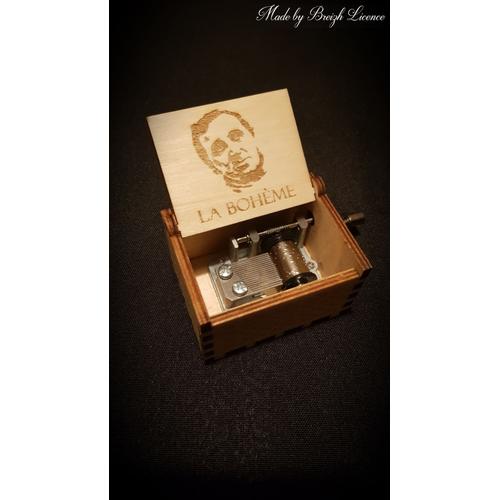 Boîte À Musique En Bois, Wooden Music Box La Bohème - Charles Aznavour - Personnalisable