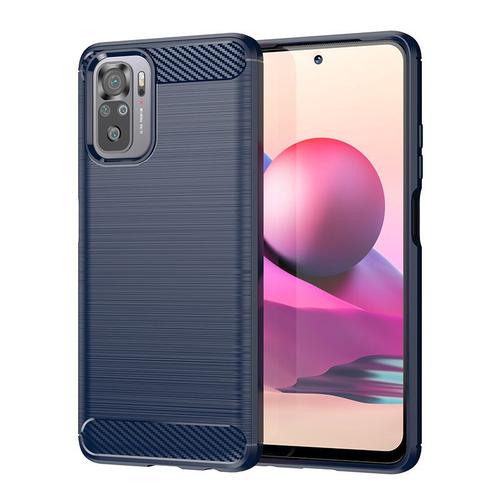 Coque De Téléphone Portable Ultra-Mince,Bleu Étui En Fiber De Carbone Brossé, Léger Et Entièrement Protégé, Pour Redmi Note 10 5g