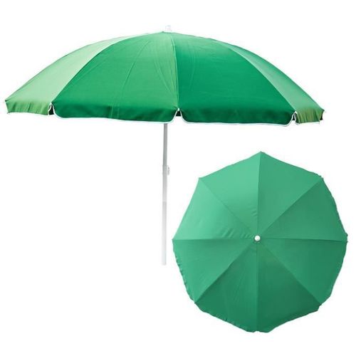 Parasol De Jardin Matiere Polyester - Acier Couleur Vert Large D 240 Cm H 230 Cm Ideal Sur La Plage, Dans Le Jardin, Sur Le Balcon