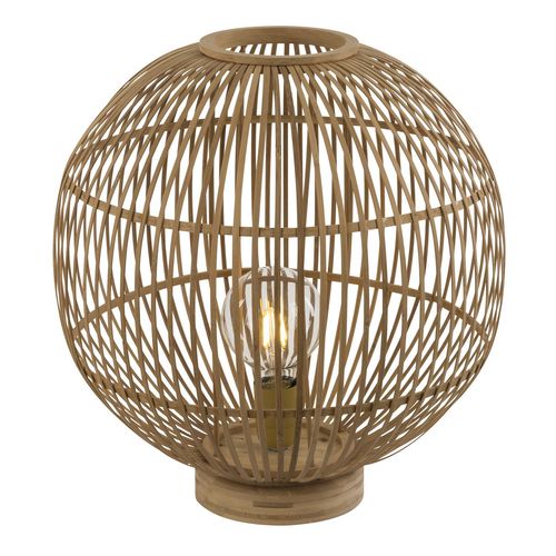 Lampe À Poser Design Bambou Hildegard - Diam. 40 X H. 42 Cm - Beige Naturel