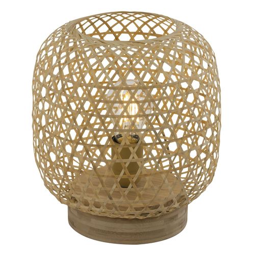 Lampe À Poser Design Bambou Mirena - Diam. 23 X H. 27 Cm - Beige Naturel