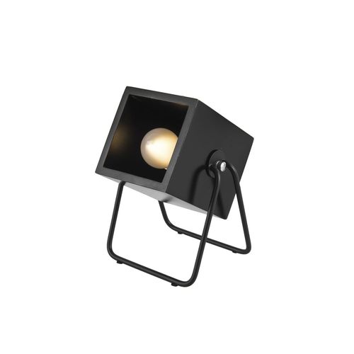 Lampe En Bois Et Métal Carrée Hefty - H. 17 Cm - Noir