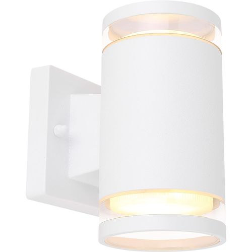 Applique D'extérieur Double En Inox - H. 16,5 Cm - Blanc
