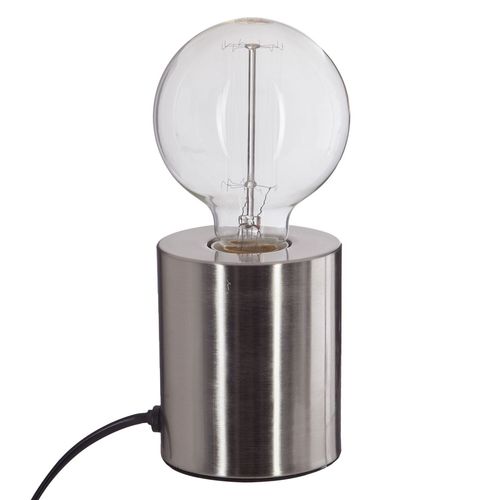 Lampe À Poser En Fer Ampoule - H. 10,5 Cm - Argent