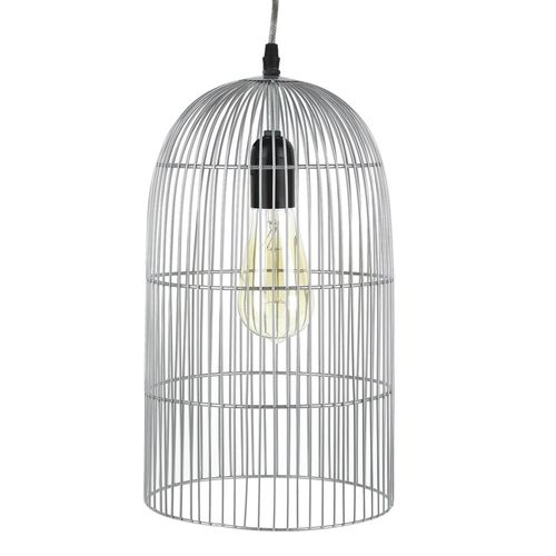 Suspension Luminaire En Métal Filaire Cage - Diam. 20 Cm - Argent