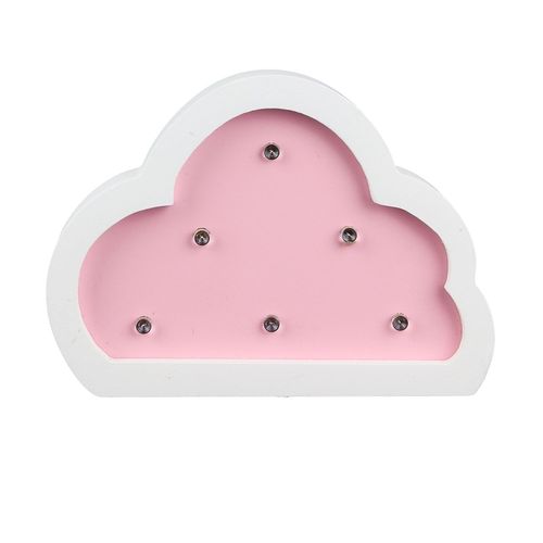 Lampe En Bois Enfant Nuage - H. 9 Cm - Rose