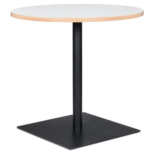 Table Ronde 'fusion Round' Blanche Et Structure Noire - Ø 80 Cm
