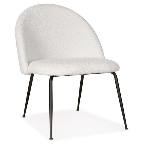 Fauteuil Lounge 'norvegia' En Tissu Bouclé Blanc Et Métal Noir