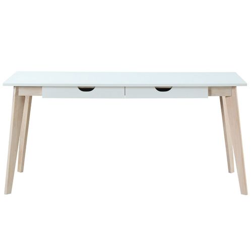 Bureau Scandinave Avec Tiroirs Bois Blanc L160 Leena