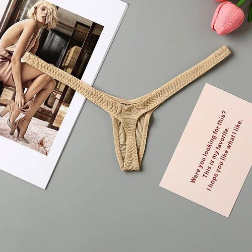 Mini String Taille Basse Pour Femme,Sous-Vêtement Sexy,Culotte,Micro,Bikini - Type Beige-M