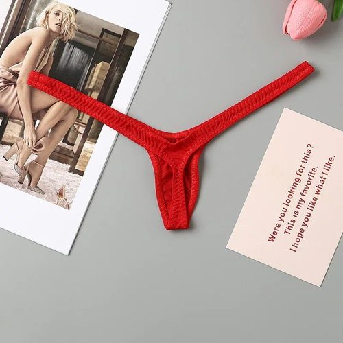 Mini Culotte Sexy Taille Basse Pour Femme,String En V Profond,Respirant,Bikini Astronomique,Sous-Vêtements Féminins,Une Ligne - Type Rouge-L (53-65kg)