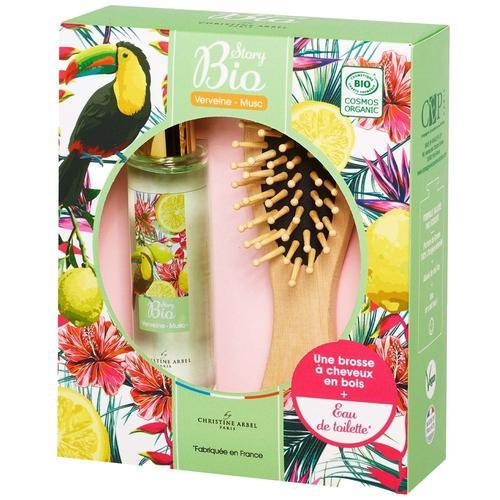 Coffret Story Bio Verveine Musc Edt 50 Ml + 1 Brosse À Cheveux En Bois - Christine Arbel - Eau De Toilette 