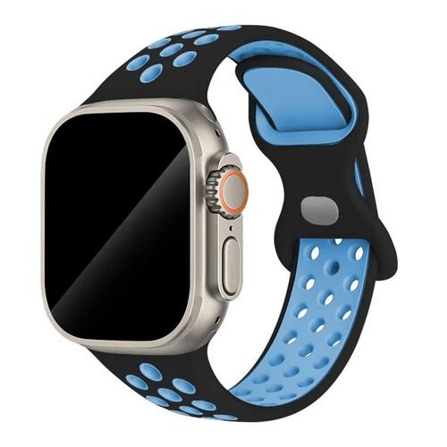 Bracelet Respirant Pour Apple Watch Band,Bracelet De Sport,44mm,49mm,45mm,40mm,41mm,38mm,42mm,Iwatch Series 8,Se,7,6,5,9 Ultra - Type 16 Black Sky Blue-42 44 45 49 Mm #A