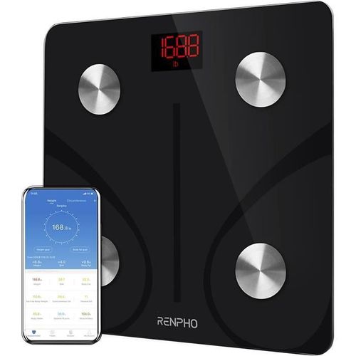 Renpho Balance Pese Personne, Balance Connectée Bluetooth Pèse Personne Impédancemètre, Balance Impedancemetre Avec 13 Données Corpo