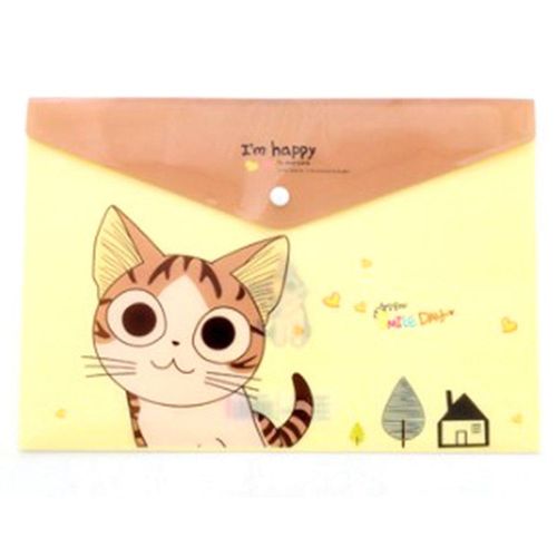 2 Pièces Kawaii Pvc A4 Fromage Chat Fichier Sac Papeterie Sac Style Coréen Mignon Document Classeur Produits Bureau Fournitures Scolaires