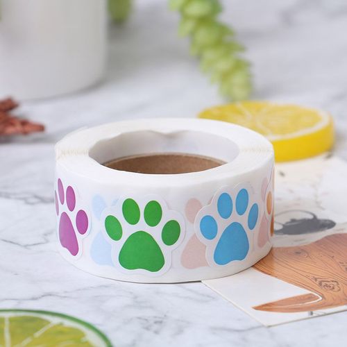 Autocollants Colorés Imprimés Patte, Étiquettes De Patte De Chien, Chat, Ours, Autocollants De 6 Couleurs, En Tant Qu'autocollant De Récompense, Papeterie Pour Enseignant Et Enfants