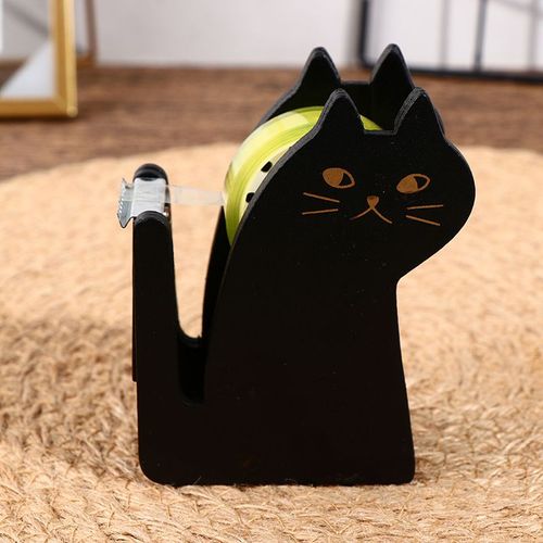 Distributeur De Ruban Adhésif En Bois Vintage, Dessin Animé Chat Mignon Rouleau Coupe-Ruban, Support De Ruban Washi De Scellage, Outil D'emballage, Accessoire De Bureau