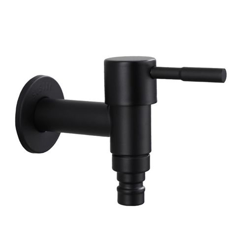 Robinet mural en acier inoxydable noir, Machine à laver, robinet de bain, toilette, vadrouille, robinets d'eau pour jardin, salle de bain