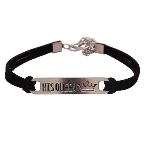 Bracelet Classique En Acier Inoxydable Pour Couple, 2 Styles, Sa Reine, Son Roi, Noir, Accessoires De Bijouterie À La Mode, Cadeau, 1/2 Pièces