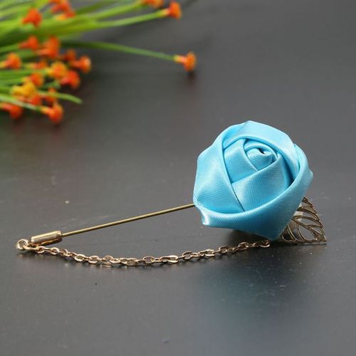 Broche De Mariage Coréen Pour Homme, Accessoire Fait À La Main, En Tissu Fleur De Rose, Badge De Costume Pour Marié Avec Chaine Et Pompon