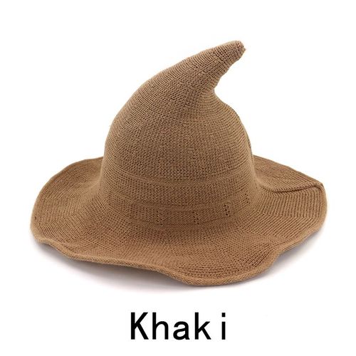 Chapeau De Sorcière D'halloween Pour Hommes Et Femmes, Chapeau Tricoté En Laine, À La Mode, Couleur Unie, À Bord, Cadeau Pour Petite Amie, Variété De Fête