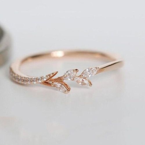 Bague Plaquée De Fleurs, Couleur Argent, Or Rose, Zircone Cubique, Accessoires De Mariage Pour Femmes, Bijoux Cadeau