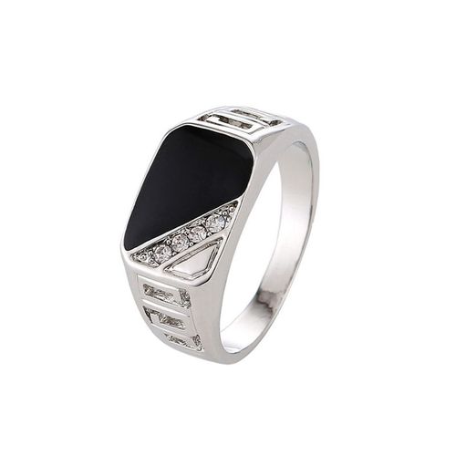 Bagues Carrées En Émail Noir Pour Hommes, Bijoux Classiques, Couleur Or, Strass, Mariage, Cadeau De Fête De Noël