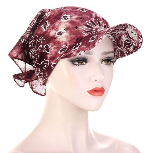 Casquette De Baseball En Coton Pour Femmes, Bandana, Turban Carré, Foulard, Style Boho, Floral, N¿Ud Au Dos, Ajustable, Chapeau Pare-Soleil