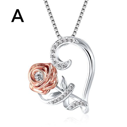 Collier À Breloques Couleur Or Pour Femmes, Pendentif Délicat En Forme De Fleur De Rose, Cadeau De Saint-Valentin