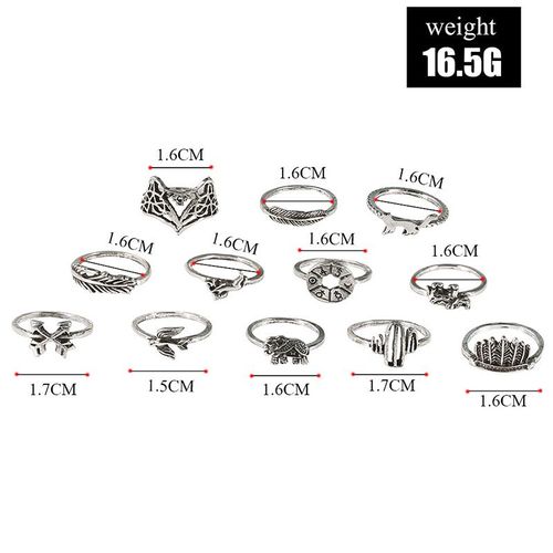 Ensemble De Bagues Mixtes Vintage En Argent Pour Femmes, 12 Pièces, Creux Gravé, Incrusté De Strass Exagérés, Couronne De Tortue