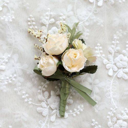 Corsage De Poignet Pour Hommes, Boutonnière De Mariage, Broches De Marié, Demoiselle D'honneur, Fleur En Soie, Rose Rouge