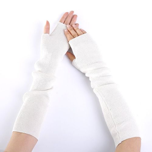 Gants Chauds Tricotés Sans Doigts En Laine Pour Femmes, Mitaines D'hiver Tricotées, Manchettes À Demi-Doigts, Longs
