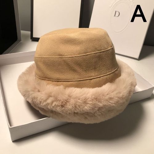 Chapeau Seau Épais Et Chaud En Velours Côtelé Pour Femme, Casquette Panama En Laine D'agneau Double Face, Couleur Unie, Décontracté, Pour L'extérieur, Hiver